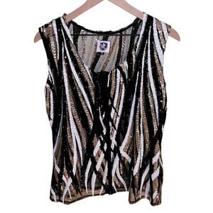 ROYAL HIGHNESS EQUESTRIAN mesh sequin zip up vest XL